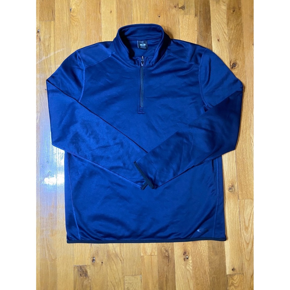 Oakley Golf Sweater Mens Large Blue Mock Neck Long Sleeve Fleece Quarter Zip